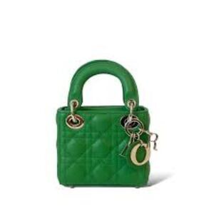 Christian Dior Lady Dior Bag Cannage Quilt Lambskin Micro Fern Green